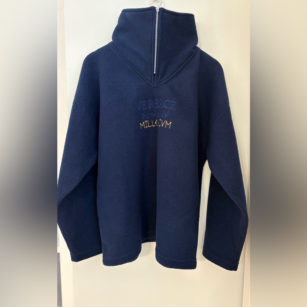 Versace Jeans Couture Vintage Men's Navy Zip-Up Sweater Versace MM-2000